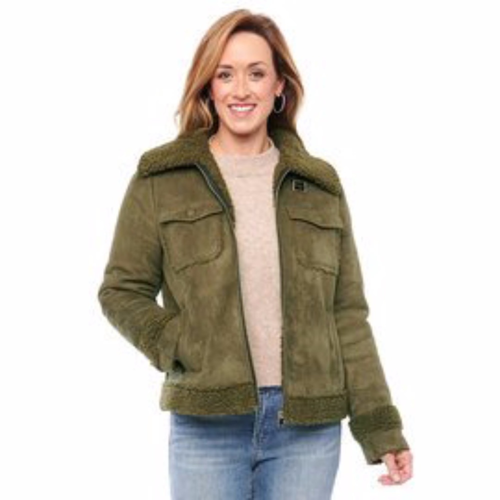 Democracy Womens Faux Suede Jacket